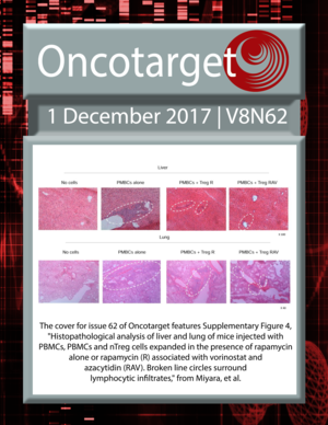 Journal Cover for Oncotarget V8N62